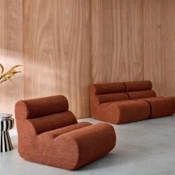 3er-Set modulare Lounge-Sessel mit strukturiertem Bouclé-Bezug
