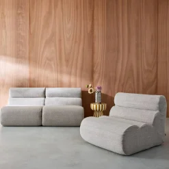 3er-Set modulare Lounge-Sessel mit strukturiertem Bouclé-Bezug