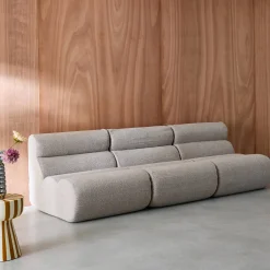 3er-Set modulare Lounge-Sessel mit strukturiertem Bouclé-Bezug