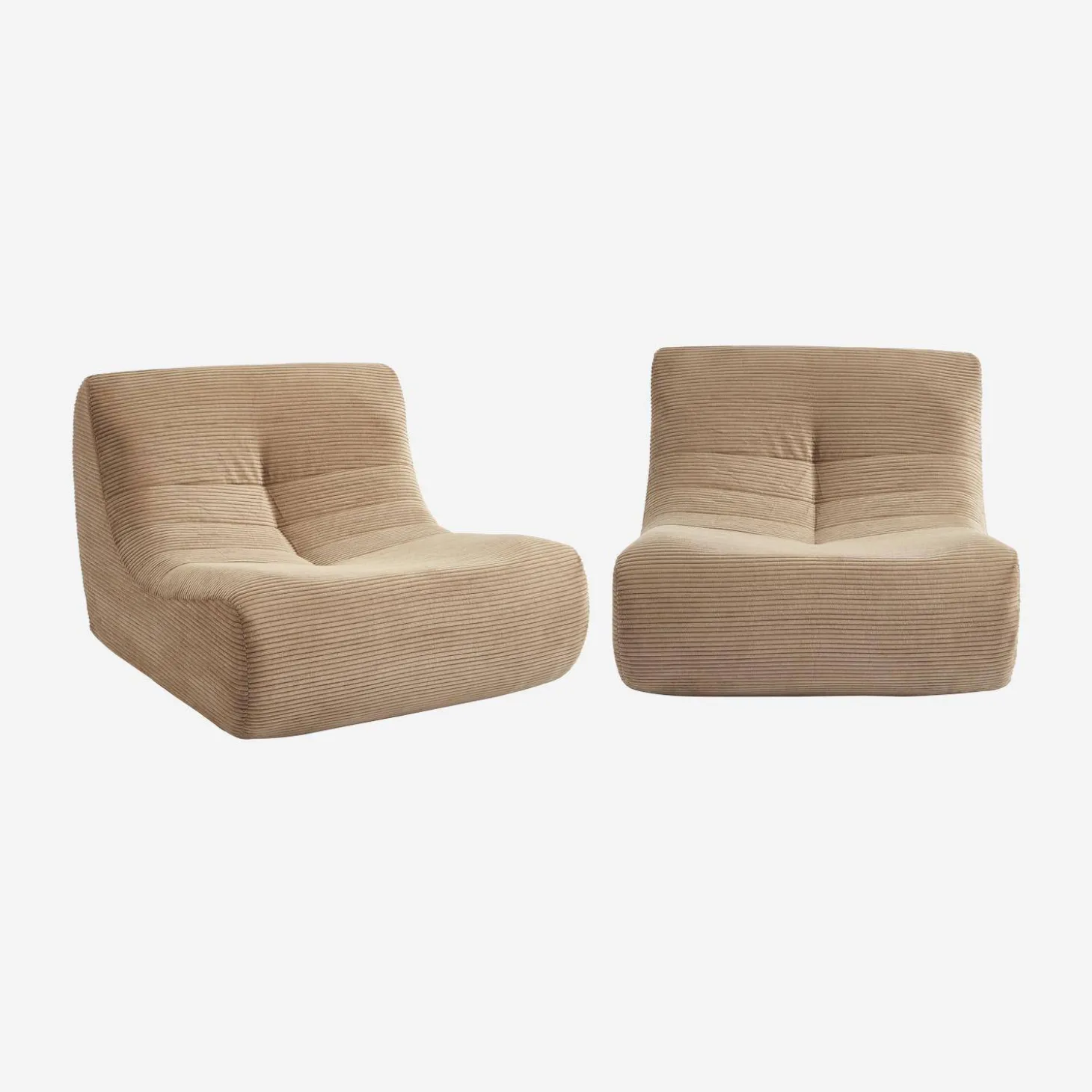 2er-Set modulare Sessel ohne Armlehne mit Cordbezug