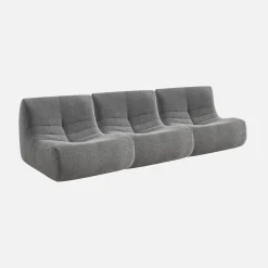 3er-Set modulare 1-Sitzer Sessel mit strukturiertem Bouclé-Bezug
