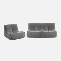 3er-Set modulare 1-Sitzer Sessel mit strukturiertem Bouclé-Bezug