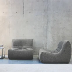 2er-Set modulare 1-Sitzer Sessel mit strukturiertem Bouclé-Bezug