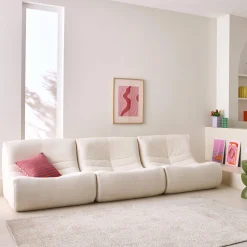 3er-Set modulare 1-Sitzer Sessel mit strukturiertem Bouclé-Bezug