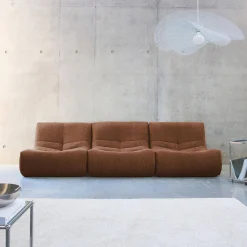 3er-Set modulare 1-Sitzer Sessel mit strukturiertem Bouclé-Bezug