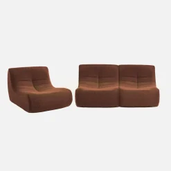 3er-Set modulare 1-Sitzer Sessel mit strukturiertem Bouclé-Bezug