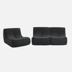 3er-Set modulare 1-Sitzer Sessel mit strukturiertem Bouclé-Bezug