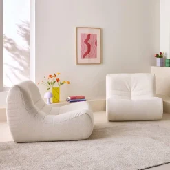 2er-Set modulare 1-Sitzer Sessel mit strukturiertem Bouclé-Bezug