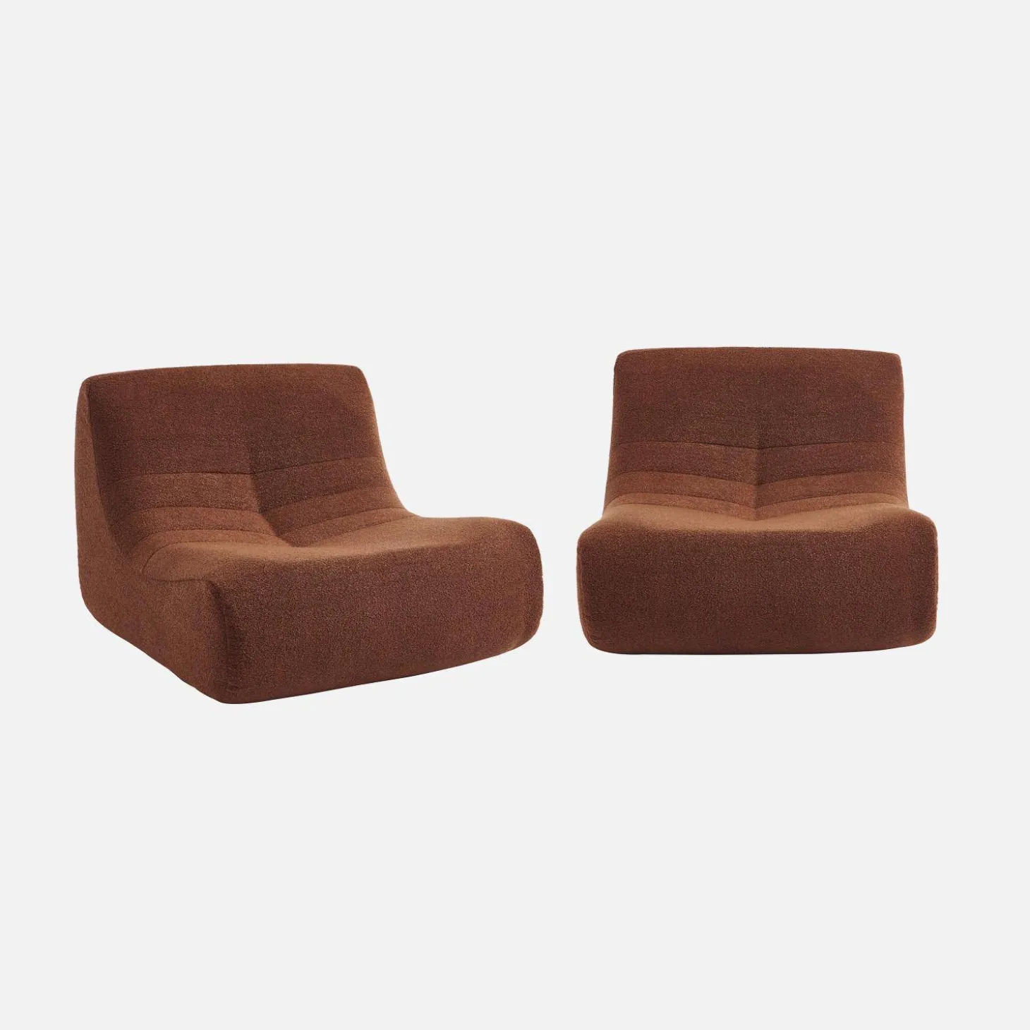2er-Set modulare 1-Sitzer Sessel mit strukturiertem Bouclé-Bezug