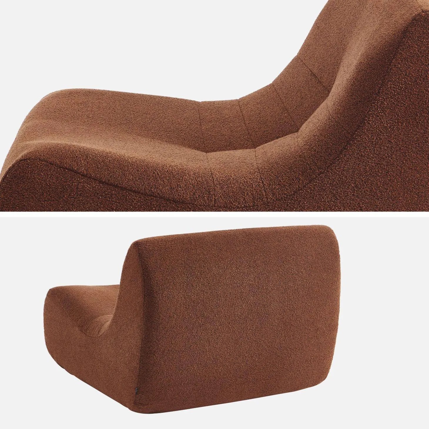 2er-Set modulare 1-Sitzer Sessel mit strukturiertem Bouclé-Bezug