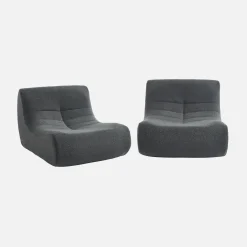 2er-Set modulare 1-Sitzer Sessel mit strukturiertem Bouclé-Bezug
