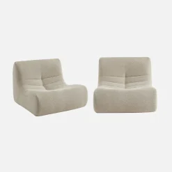 2er-Set modulare 1-Sitzer Sessel mit strukturiertem Bouclé-Bezug