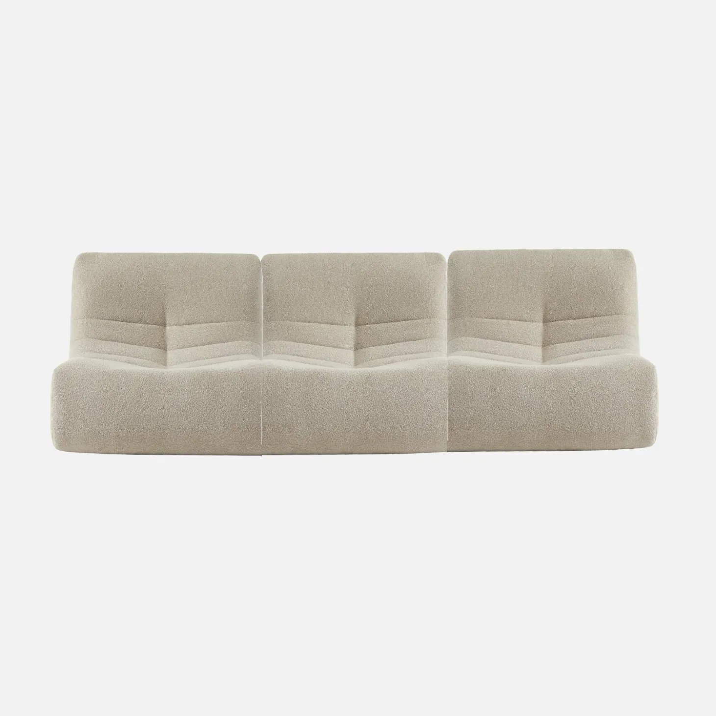 3er-Set modulare 1-Sitzer Sessel mit strukturiertem Bouclé-Bezug