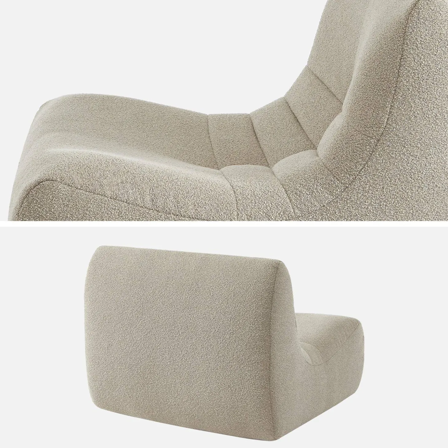 3er-Set modulare 1-Sitzer Sessel mit strukturiertem Bouclé-Bezug