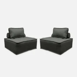 2er Set modulierbare Sessel ohne Armlehne, kapitoniert