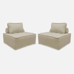 2er Set modulierbare Sessel ohne Armlehne, kapitoniert