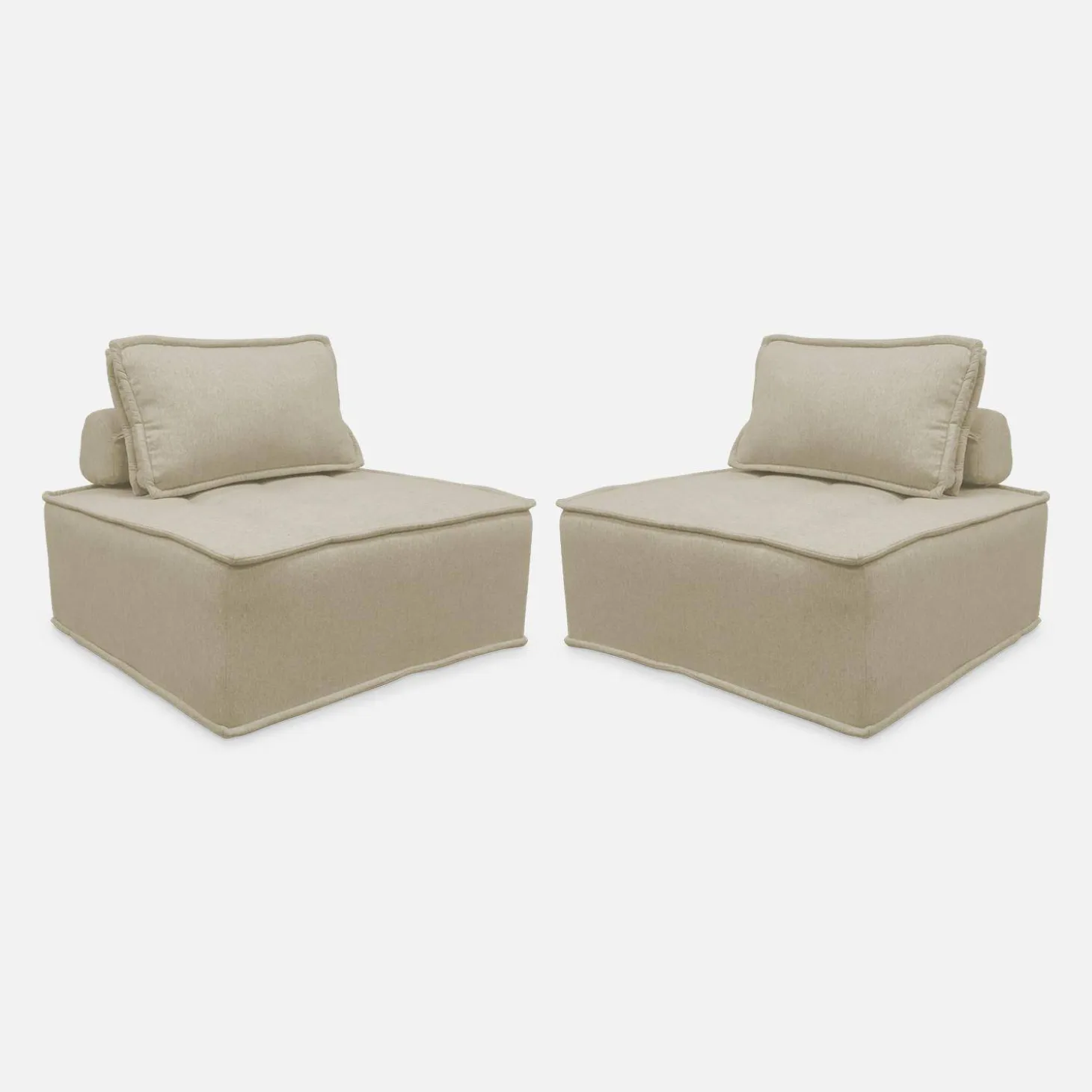 2er Set modulierbare Sessel ohne Armlehne, kapitoniert