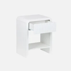 2er-Set Nachttisch mit geriffeltem Holzlook 1 Schublade, 1 Regal