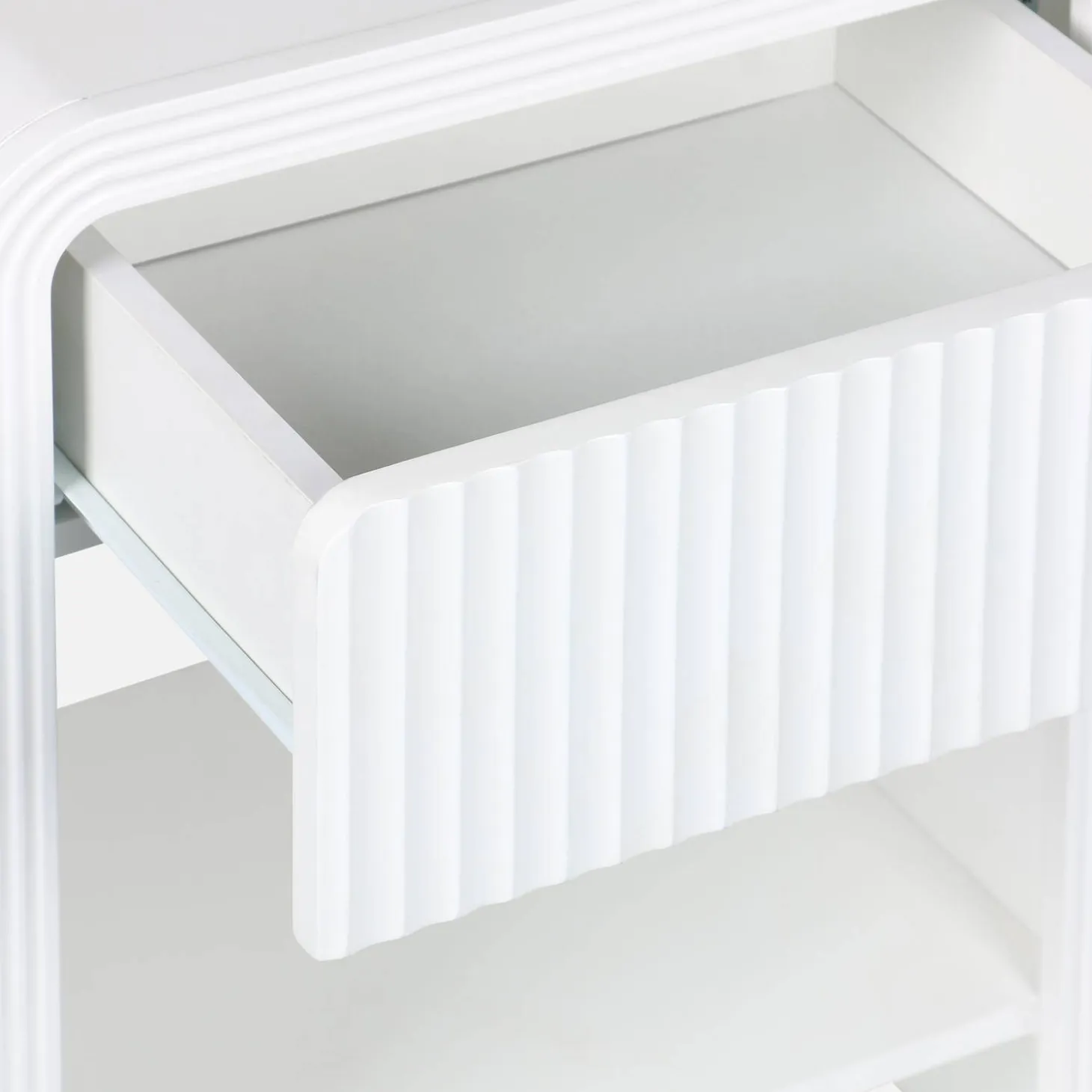 2er-Set Nachttisch mit geriffeltem Holzlook 1 Schublade, 1 Regal