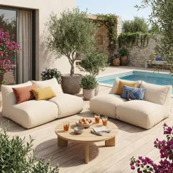 4er-Set Outdoor Sessel mit Olefin-Bezug