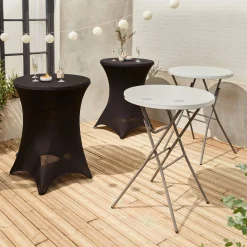 2er Set Party Stehtische + 2 Hussen