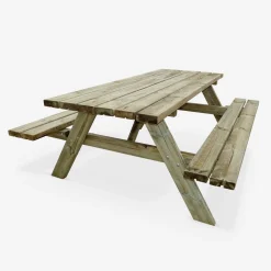 4er Set Picknicktisch 180 cm Holz, 6 Personen - PANCHINA