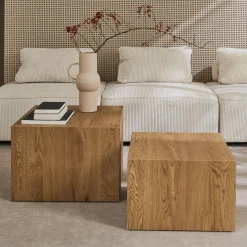 2er-Set quadratische Couchtische mit Holzoptik