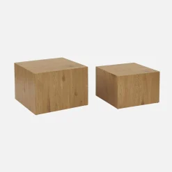 2er-Set quadratische Couchtische mit Holzoptik