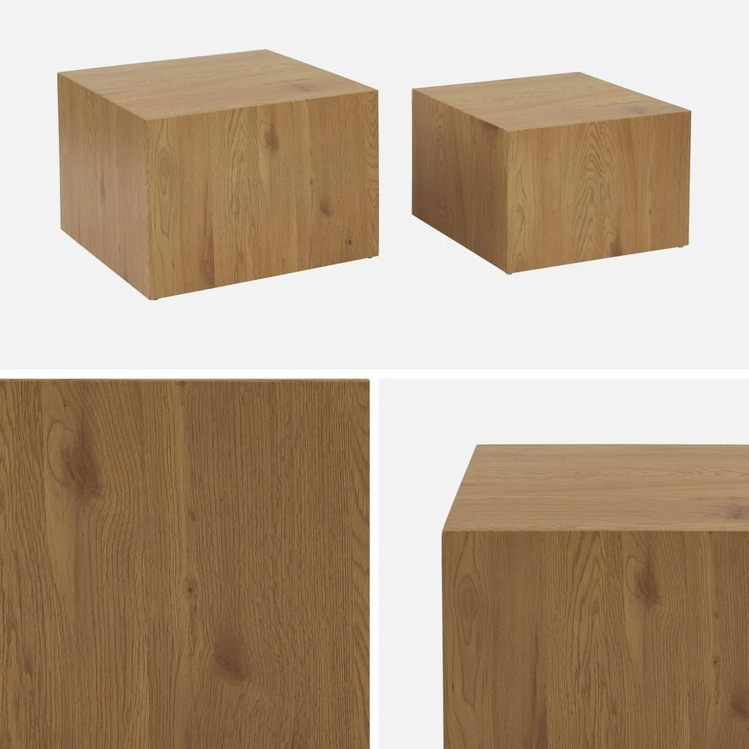 2er-Set quadratische Couchtische mit Holzoptik