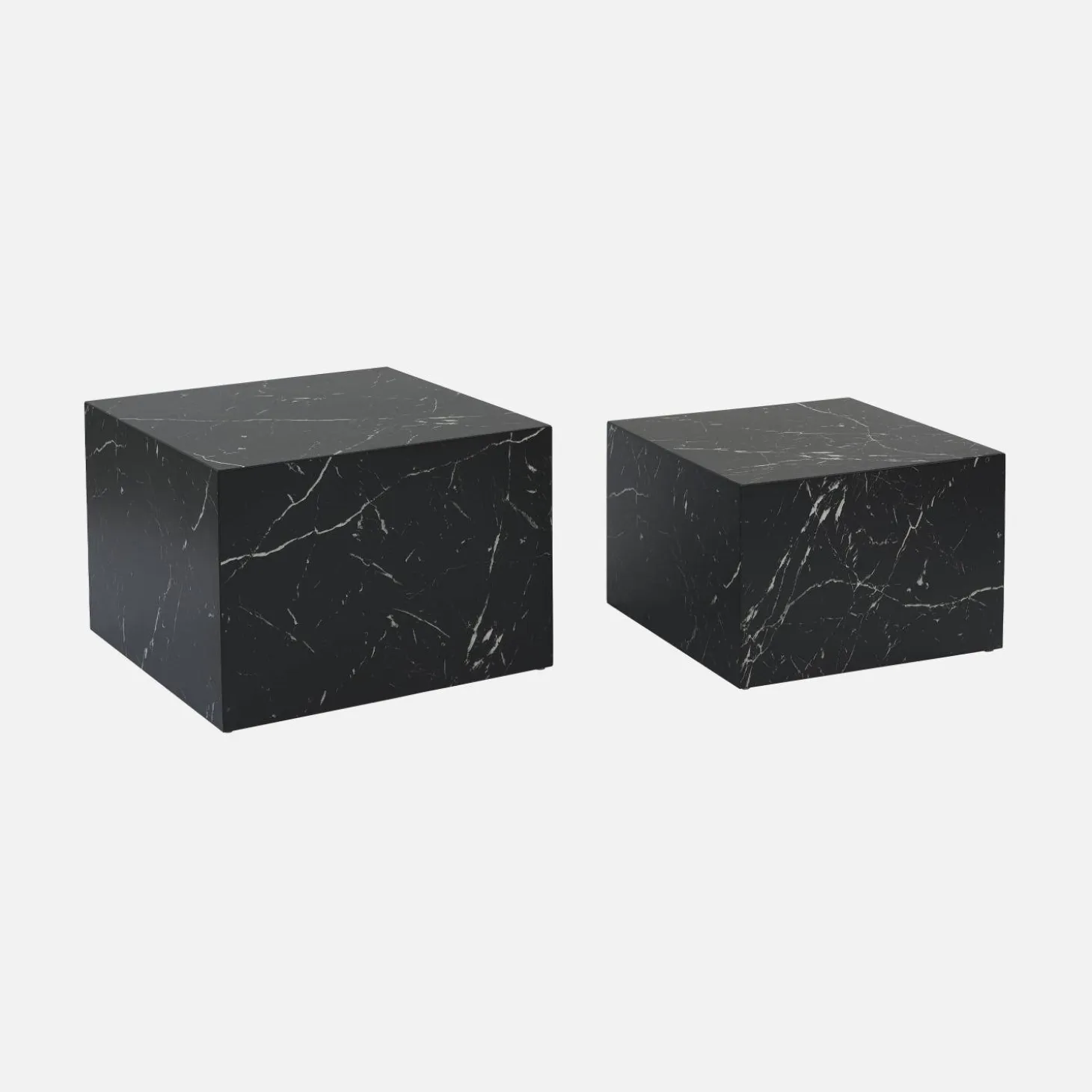 2er-Set quadratische Couchtische mit Marmorlook
