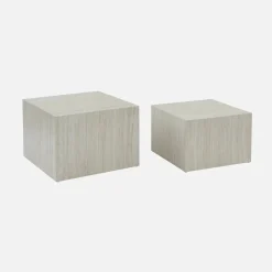 2er-Set quadratische Couchtische mit Marmorlook