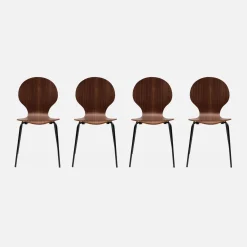 4er-Set Retro-Stühle, Holz und Sperrholz