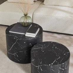 2er Set runde Couchtische mit Marmoroptik