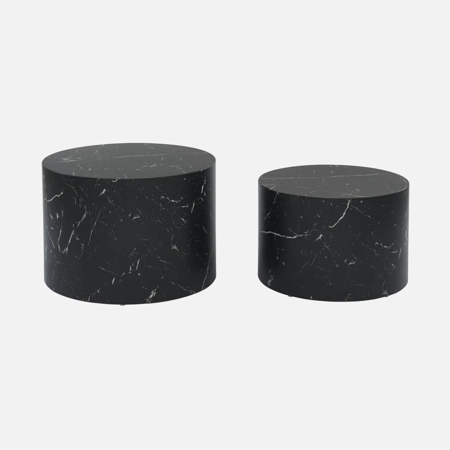 2er Set runde Couchtische mit Marmoroptik