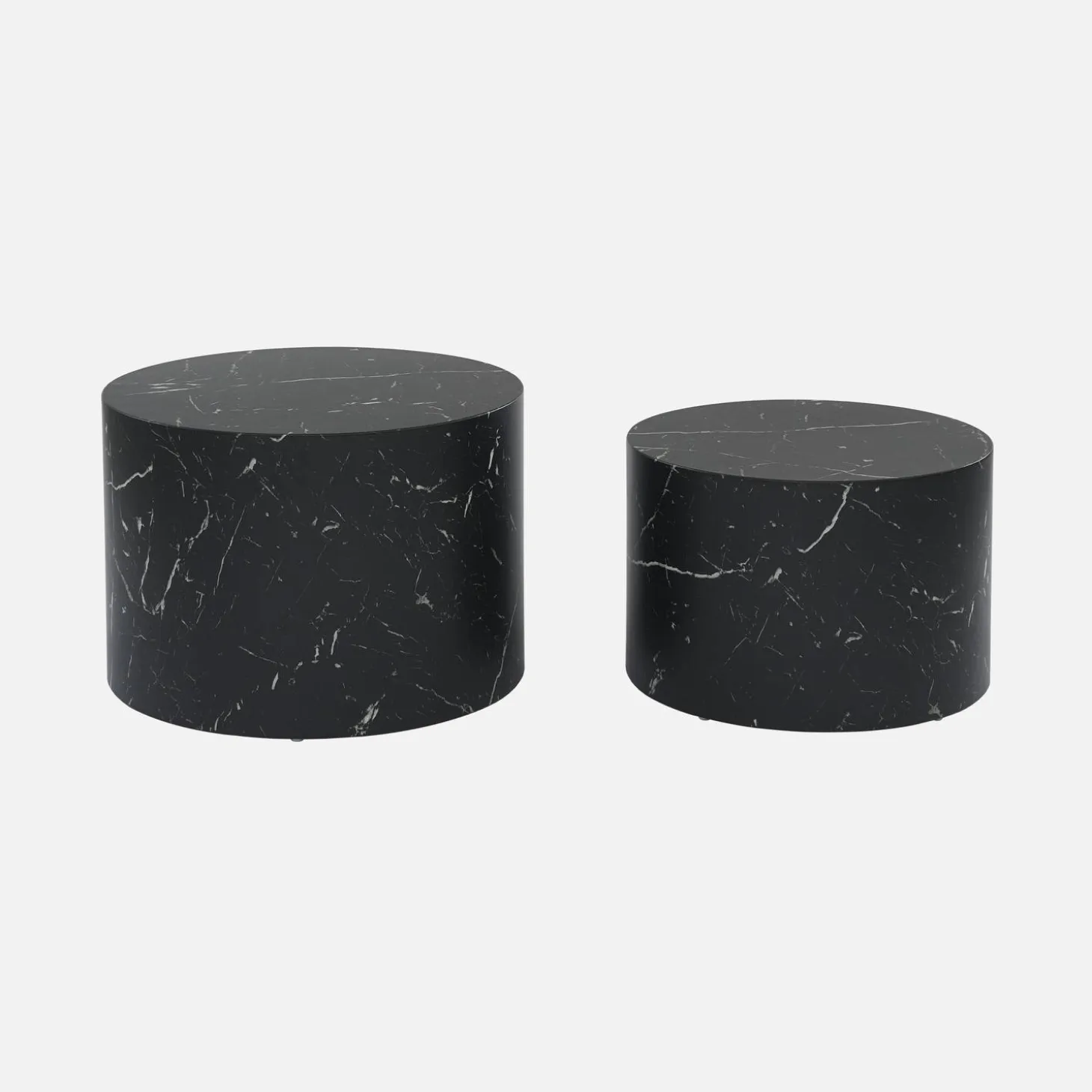 2er Set runde Couchtische mit Marmoroptik