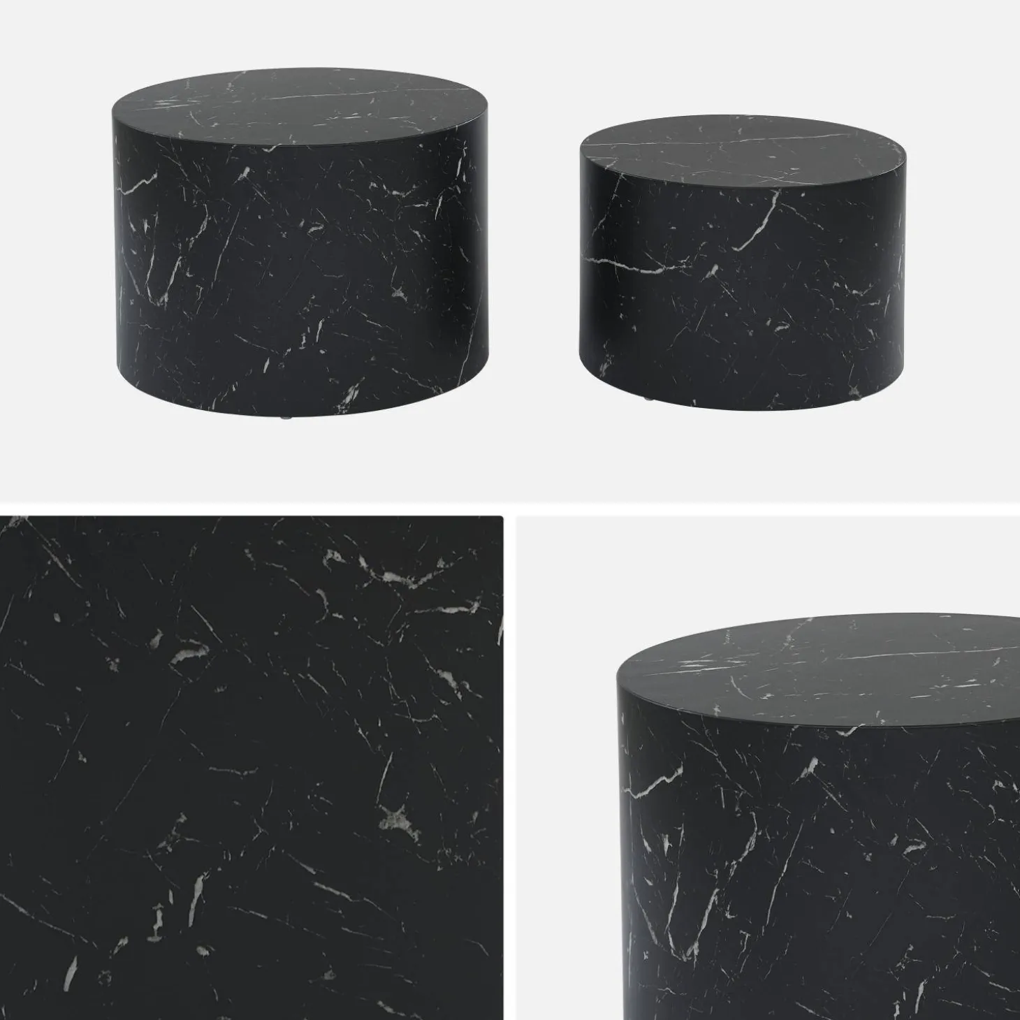 2er Set runde Couchtische mit Marmoroptik