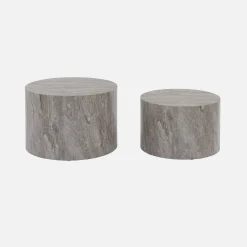 2er Set runde Couchtische mit Marmoroptik