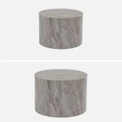 2er Set runde Couchtische mit Marmoroptik