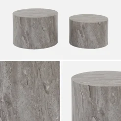 2er Set runde Couchtische mit Marmoroptik