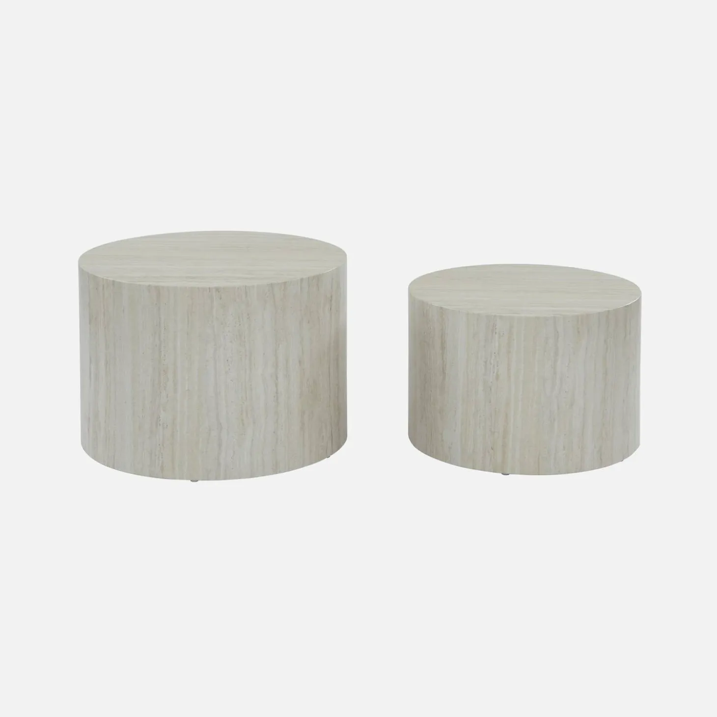 2er Set runde Couchtische mit Marmoroptik