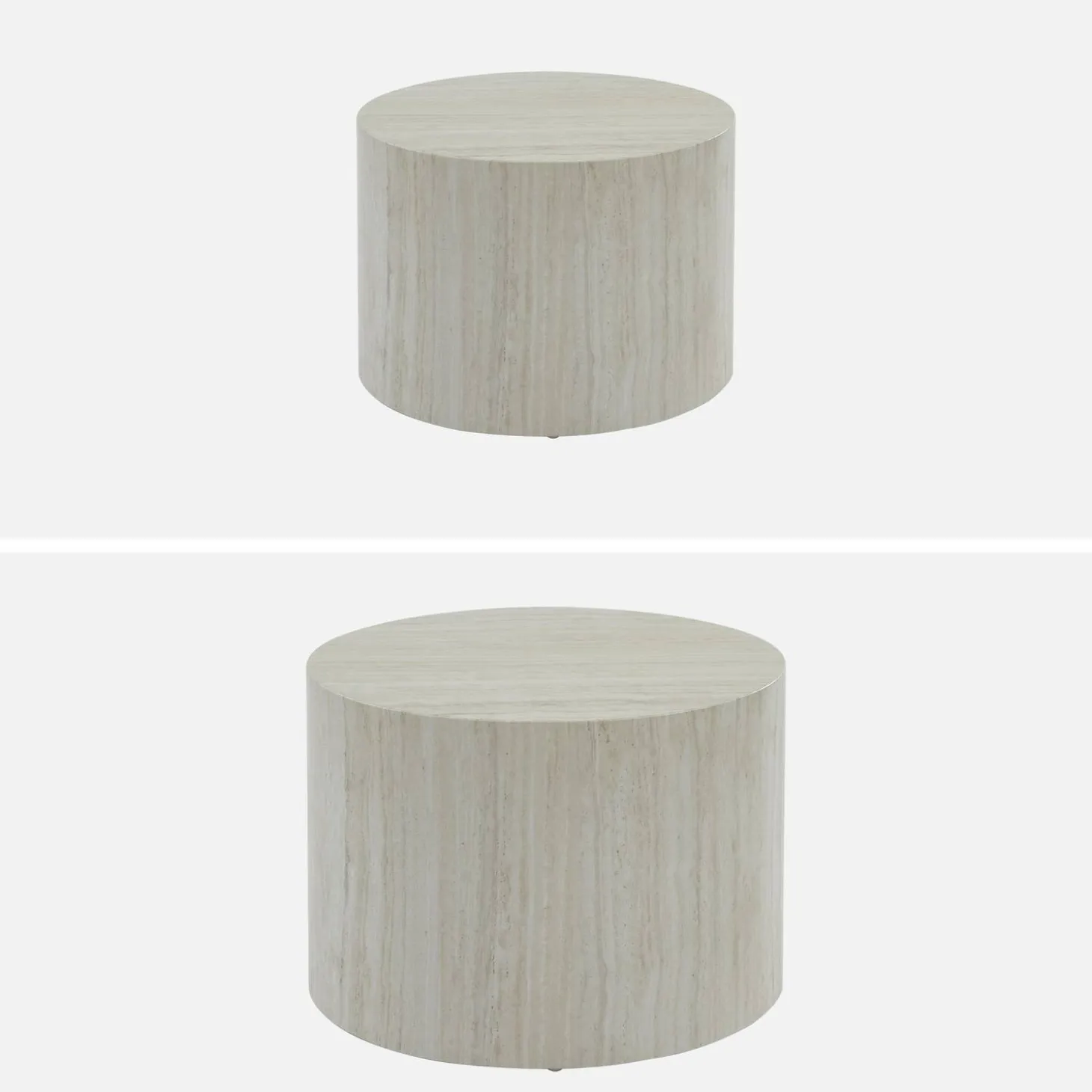 2er Set runde Couchtische mit Marmoroptik