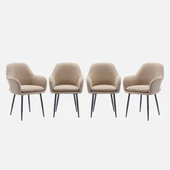 4er Set Samt Sessel mit Metallbeinen