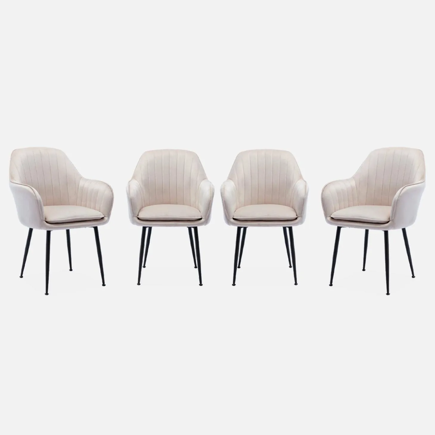 4er-Set Samt-Sessel mit Metallbeinen