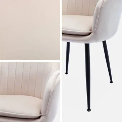 4er-Set Samt-Sessel mit Metallbeinen