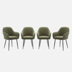 4er Set Samt Sessel mit Metallbeinen