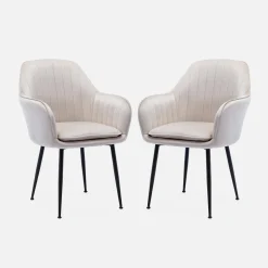 2er Set Samt Sessel mit Metallbeinen