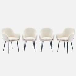 4er Set Samt Sessel mit Metallbeinen
