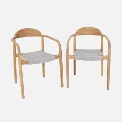 2er-Set Sessel aus Akazienholz mit Sitzfläche aus Polyrattan