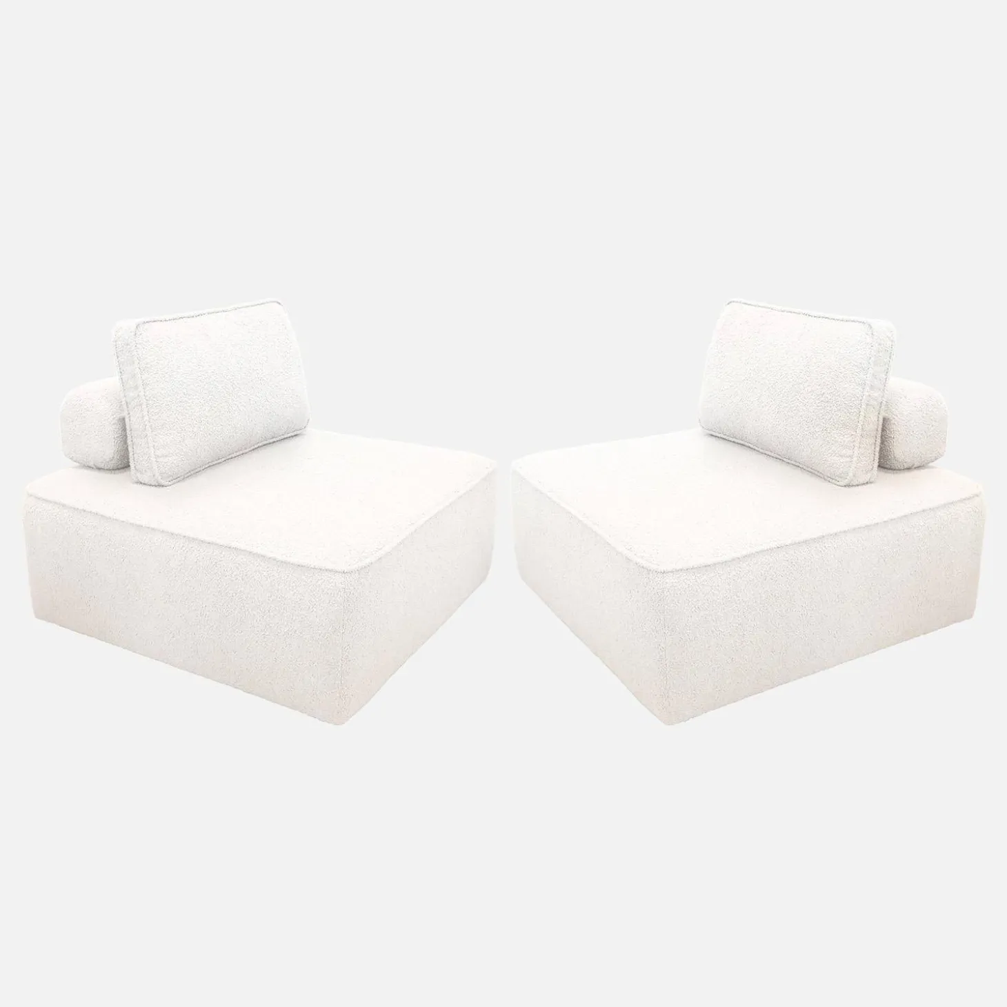 2er-Set Sessel Einsitzer für modulares Bouclé-Sofa