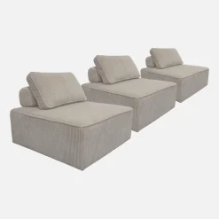 3er-Set Sessel für modulares Sofa Cordbezug